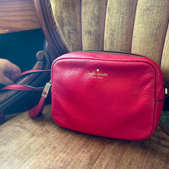 Kate Spade red leather crossbody bag. - Picture 2 of 6